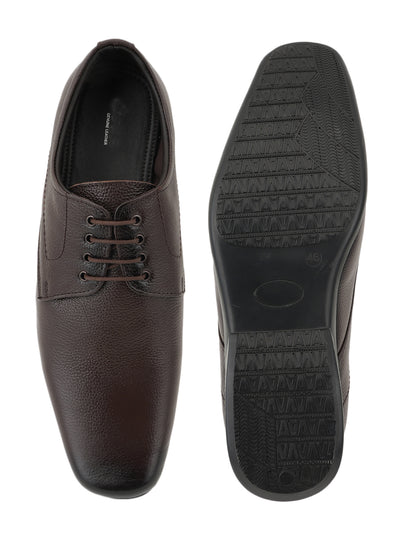Brown Leather Formal Lace Up Derby Shoes for Men