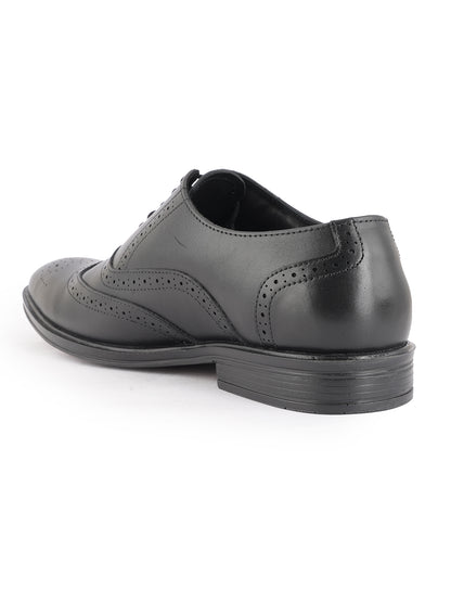 Black Lace Up Men Leather Formal Brogue Shoes