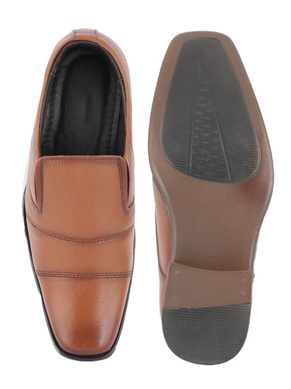 Tan Men Leather Formal Moccasin Shoes