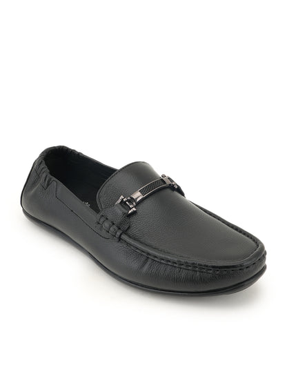 Men's Black Leather Casual Loafers