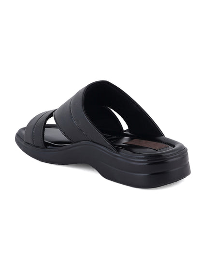 STYLE SHOES Black Micro Upper Sandals for Men