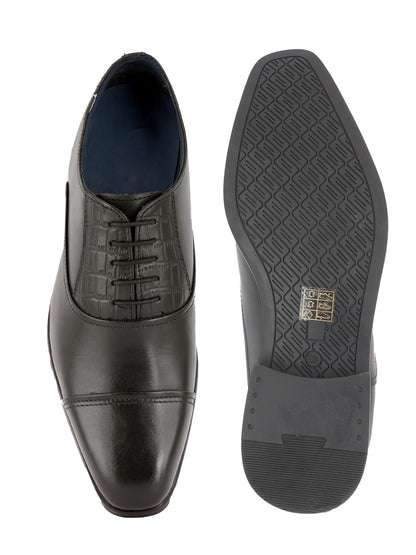 Black Lace Up Men Leather Formal Oxford Shoes