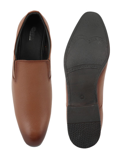 Tan Men Leather Formal Moccasin Shoes