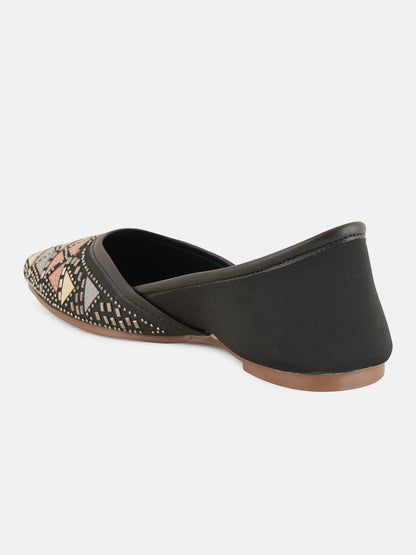 Style Shoes Designer Ethnic Embellished Square Toe Mojaris/Jutti For Women and Girls