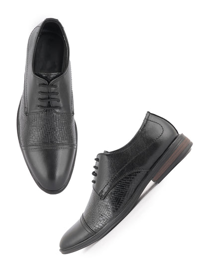 Black Lace Up Men Leather Formal Oxford Shoes