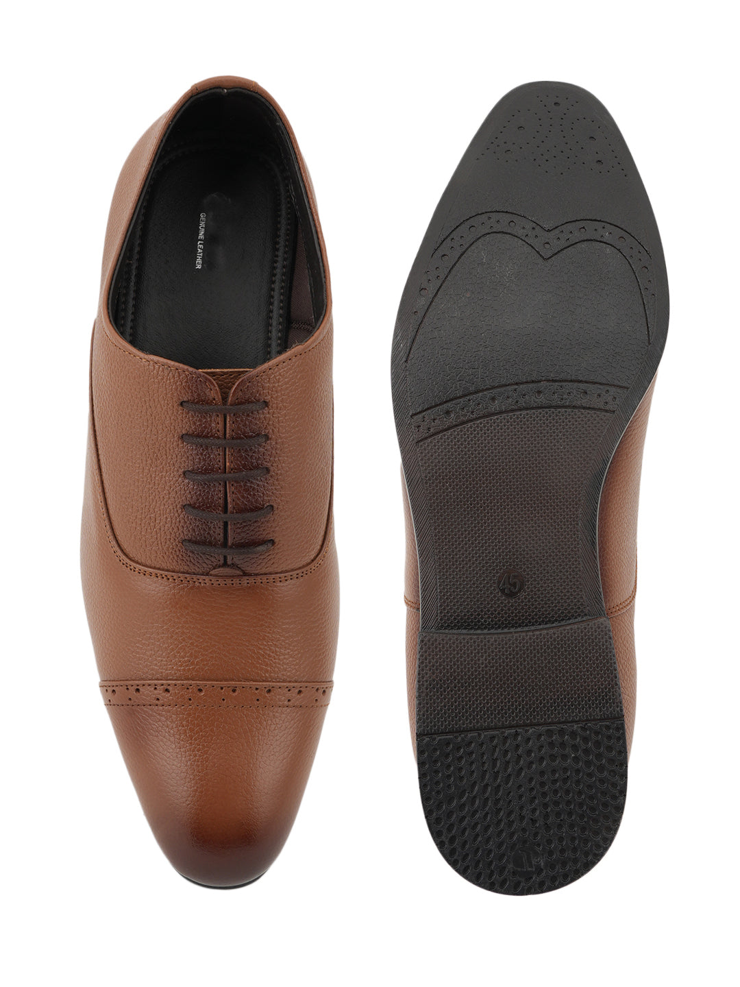 Tan Lace Up Leather Formal Oxford Shoes for Men