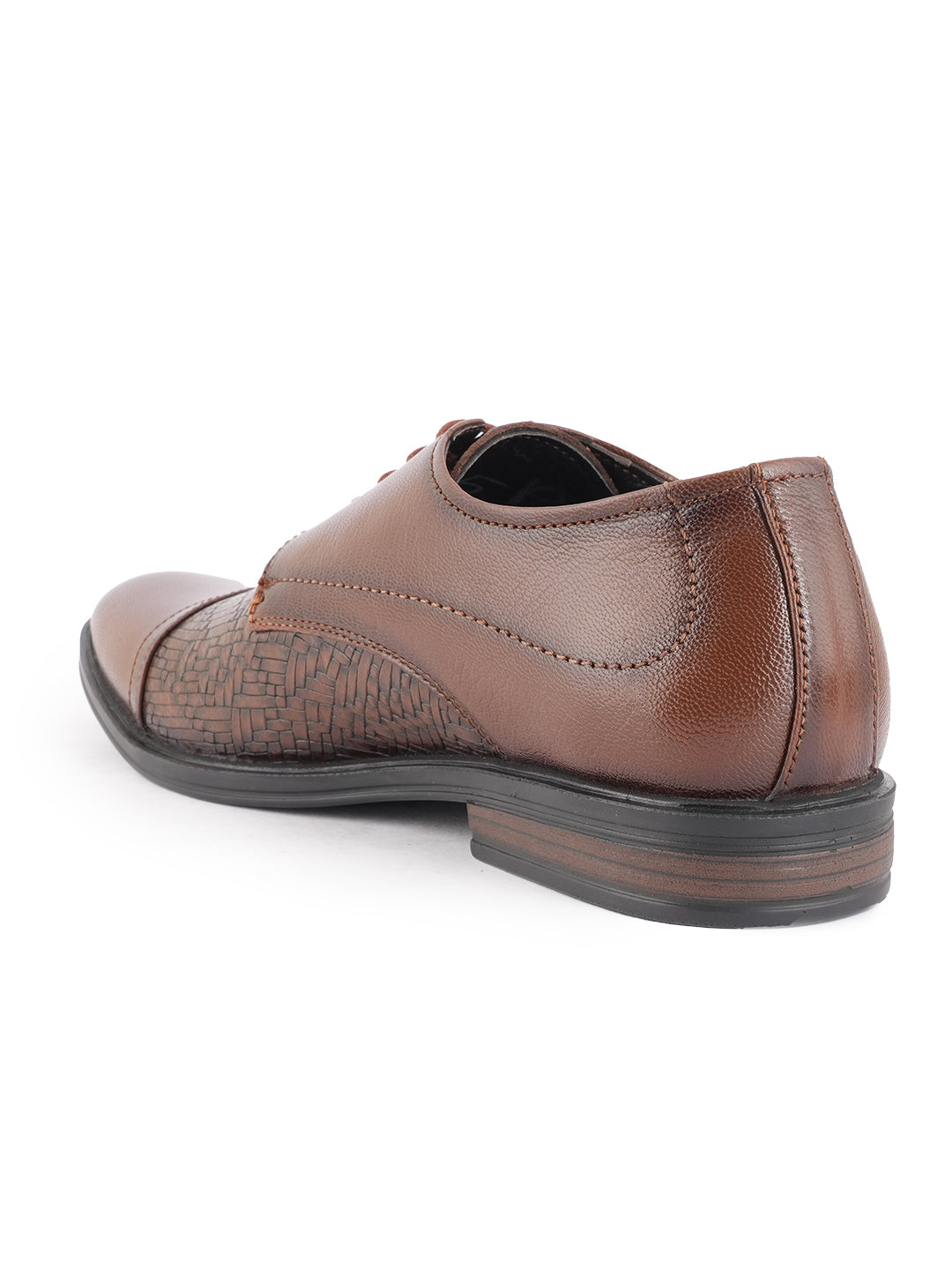Tan Lace Up Men Leather Formal Oxford Shoes