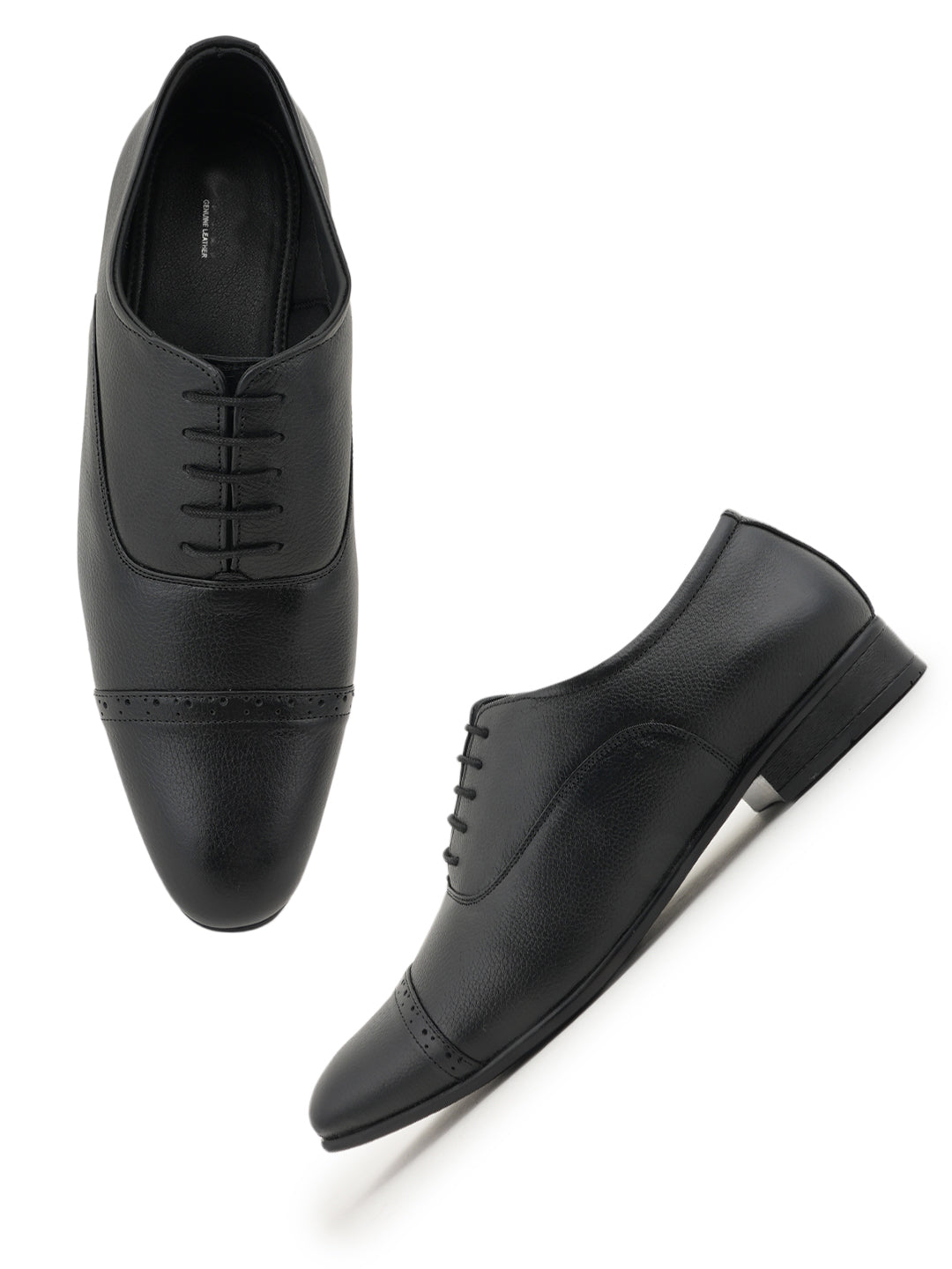 Black Lace Up Men Leather Formal Oxford Shoes