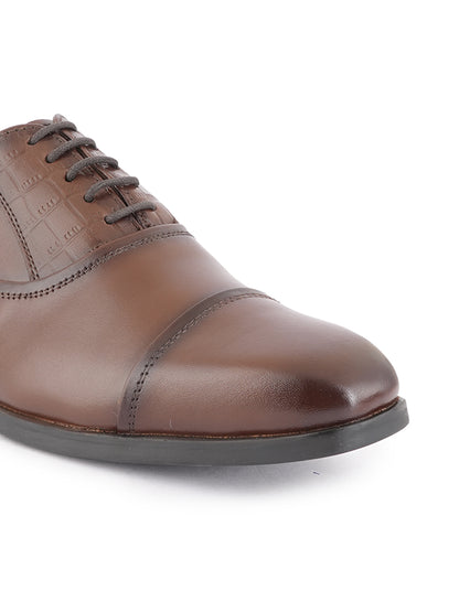 Brown Tan Lace Up Men Leather Formal Oxford Shoes
