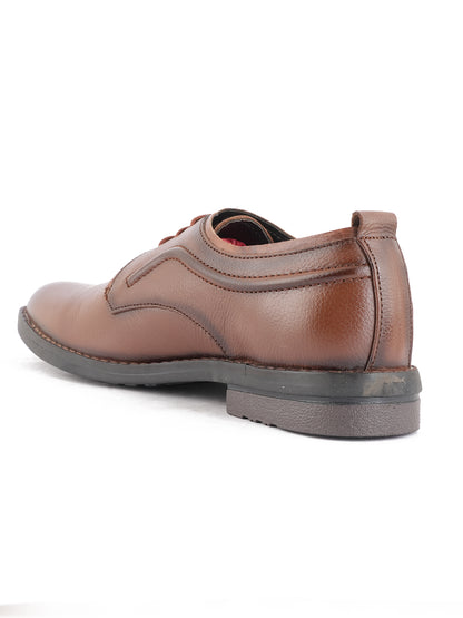 Tan Men Leather Formal Derby Shoes