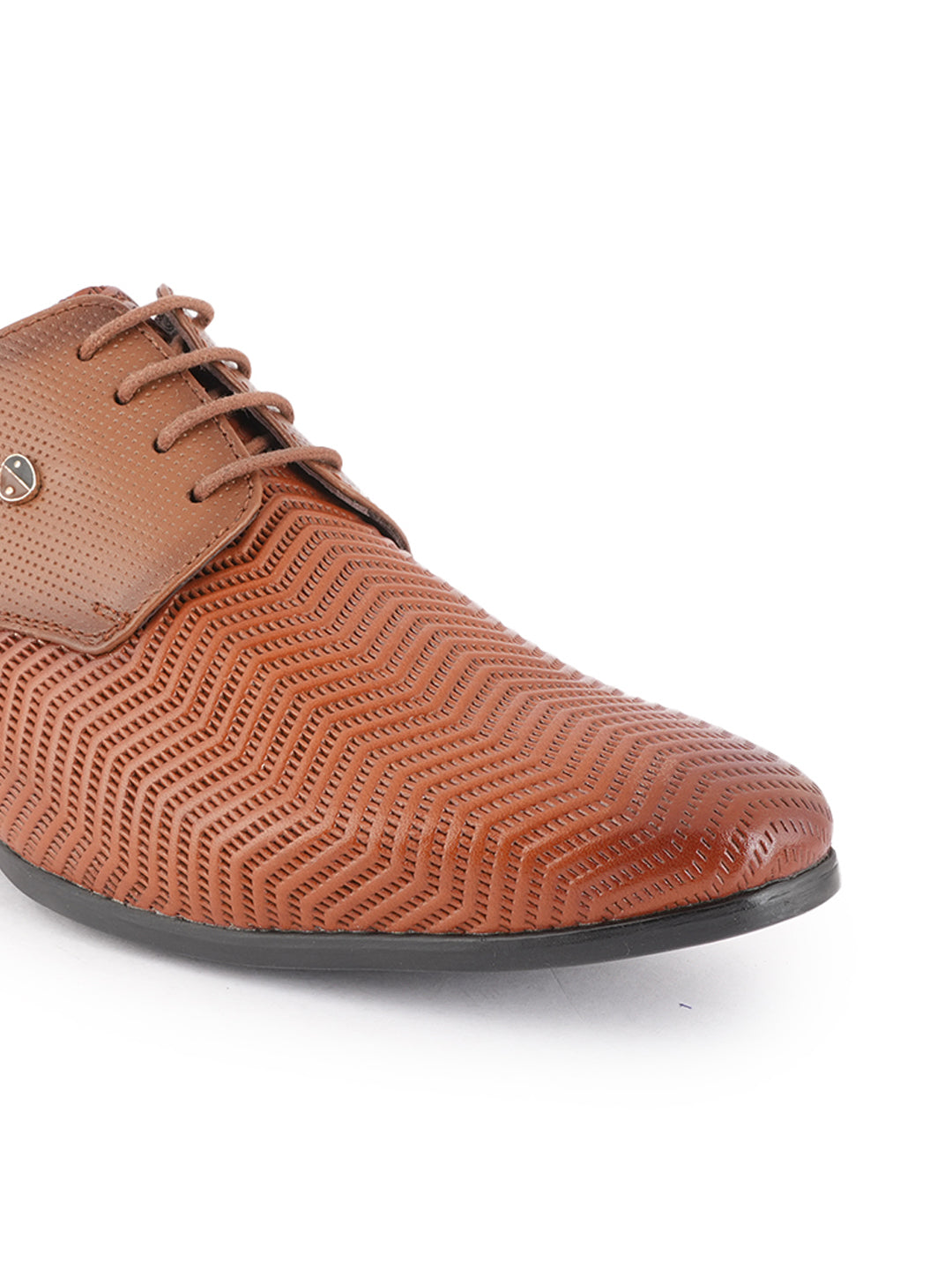 Tan Men Leather Formal Derby Shoes