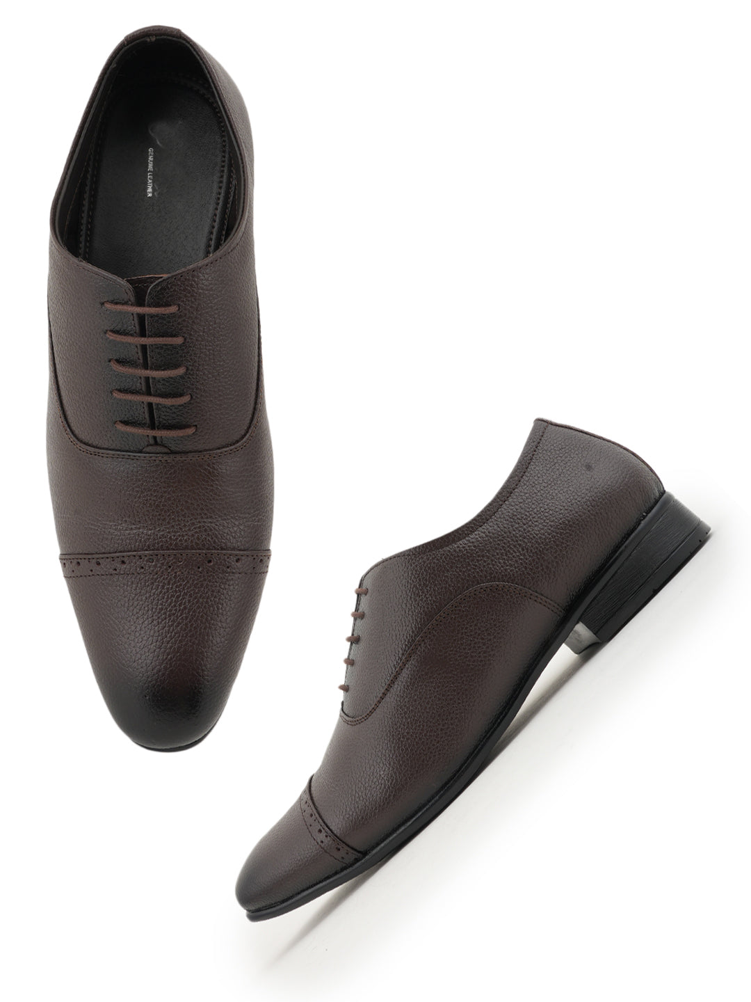 Brown Tan Lace Up Men Leather Formal Oxford Shoes