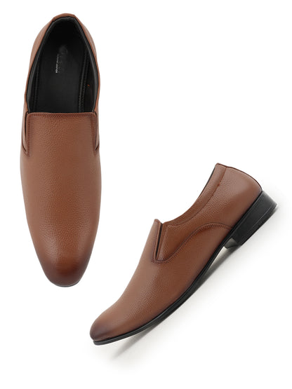 Tan Men Leather Formal Moccasin Shoes