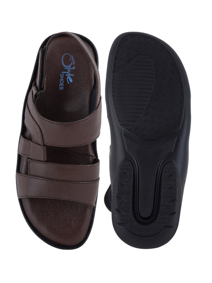 STYLE SHOES Brown Leather Sandals for Men