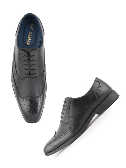 Black Lace Up Men Leather Formal Brogue Shoes