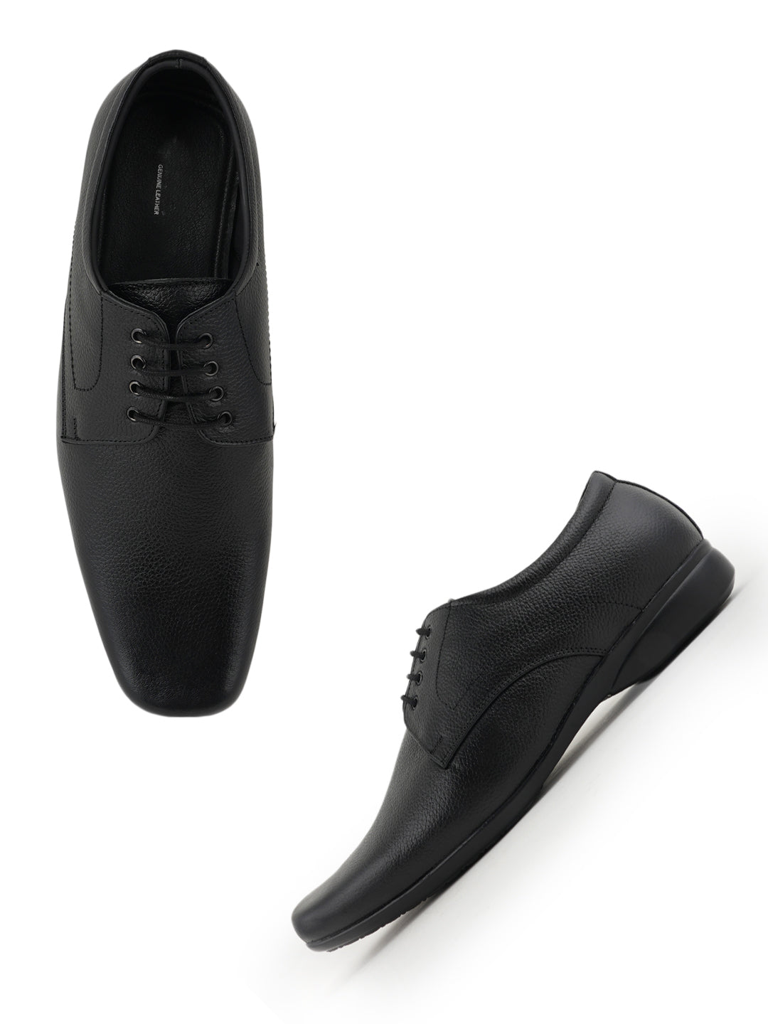 Black Men Leather Formal Derby Shoes