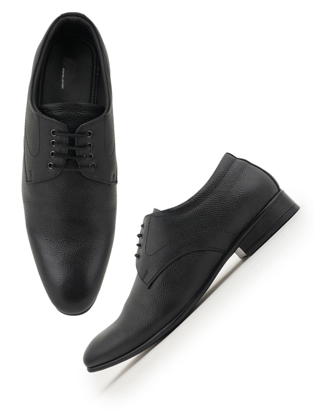 Black Men Leather Formal Derby Shoes