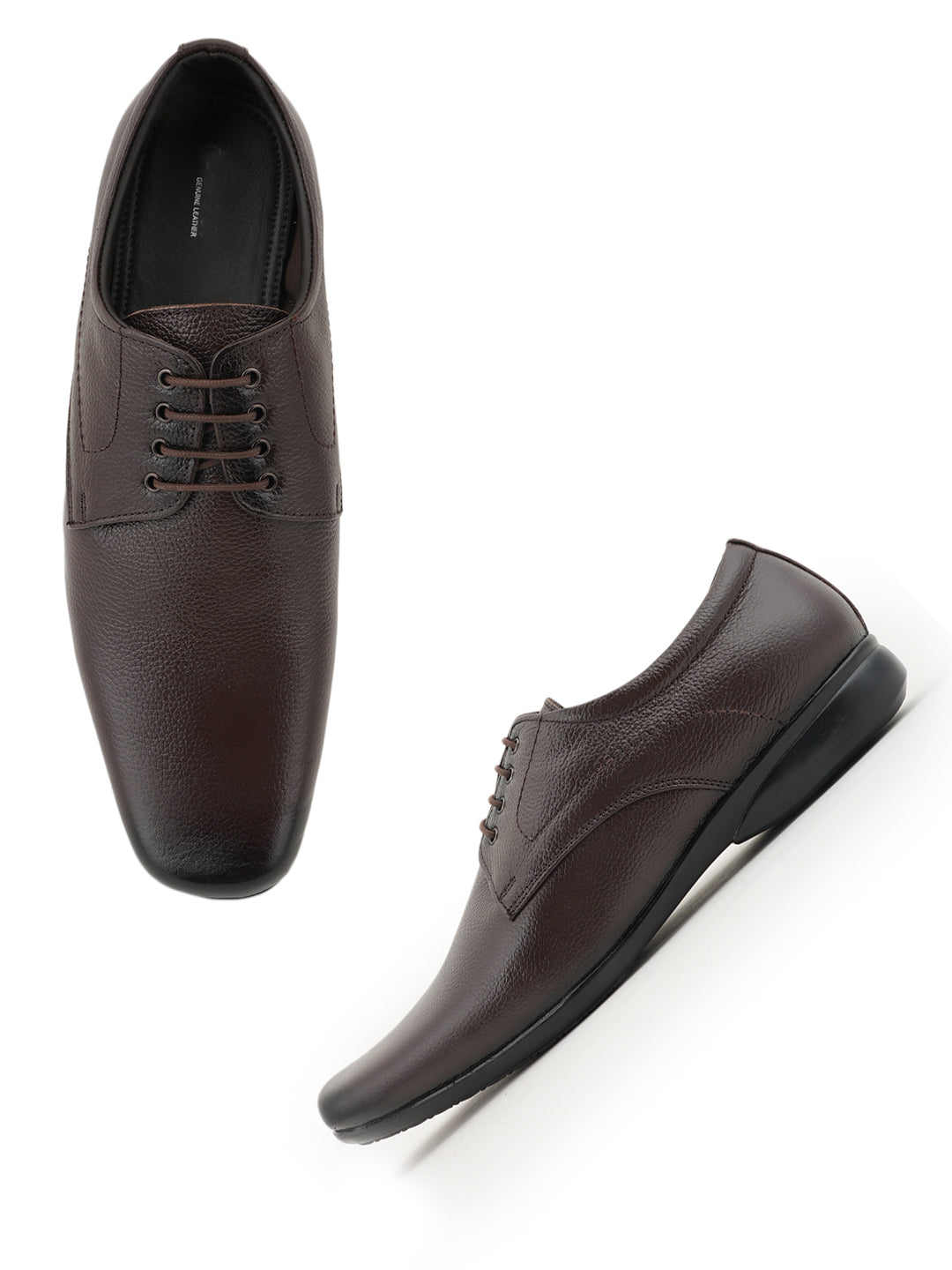 Brown Leather Formal Lace Up Derby Shoes for Men