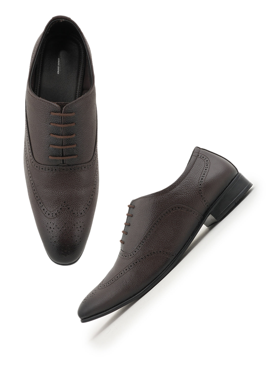 Brown Lace Up Men Leather Formal Brogue Shoes