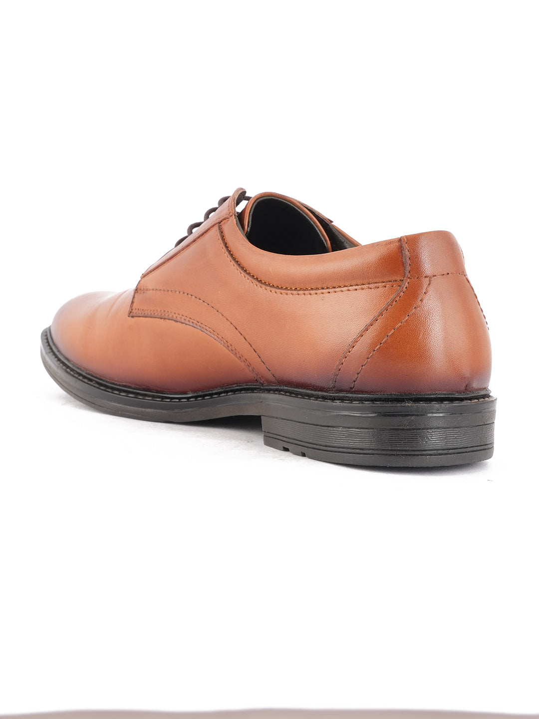 Tan Men Leather Formal Derby Shoes