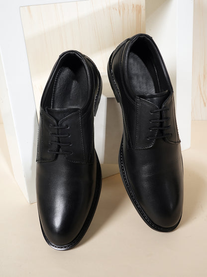 Black Men Leather Formal Derby Shoes