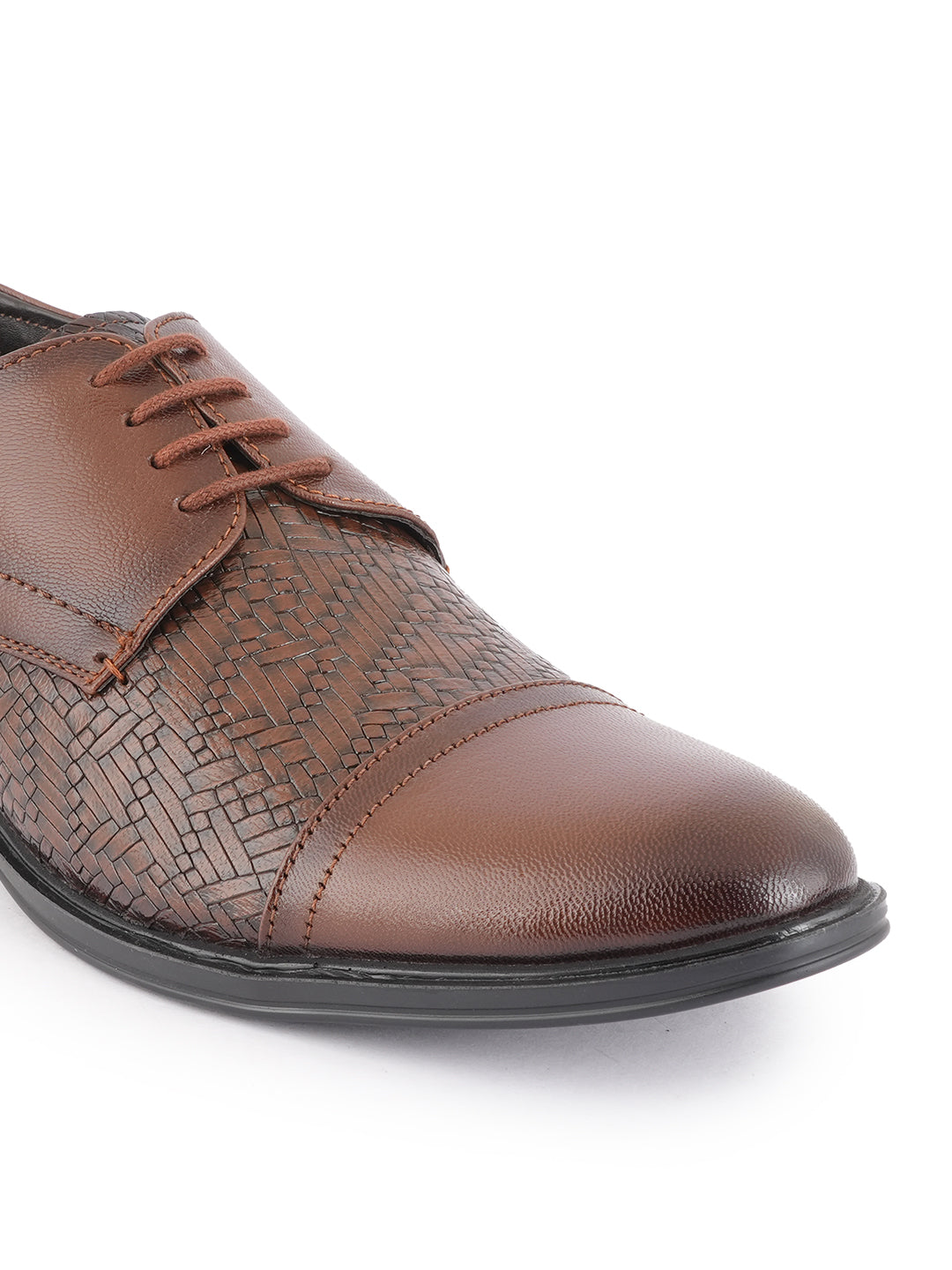 Tan Lace Up Men Leather Formal Oxford Shoes