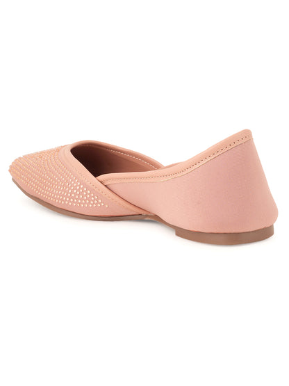 Style Shoes Designer Ethnic Embellished Square Toe Mojaris/Jutti For Women and Girls
