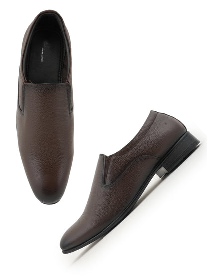 Brown Men Leather Formal Moccasin Shoes