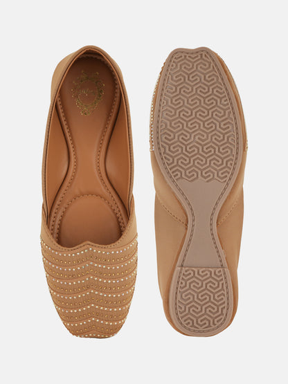 Style Shoes Designer Ethnic Embellished Square Toe Mojaris/Jutti For Women and Girls