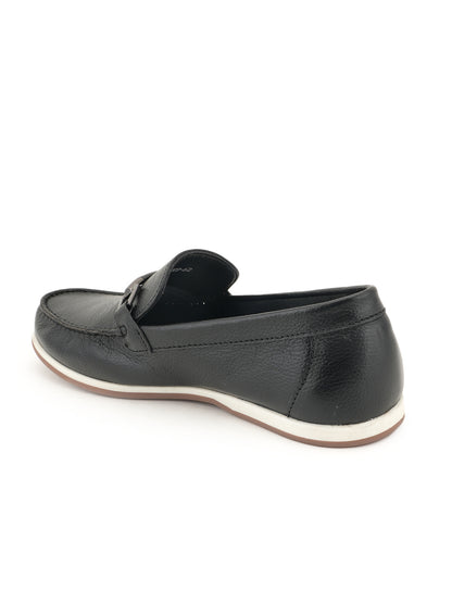 Men's Black Leather Casual Loafers