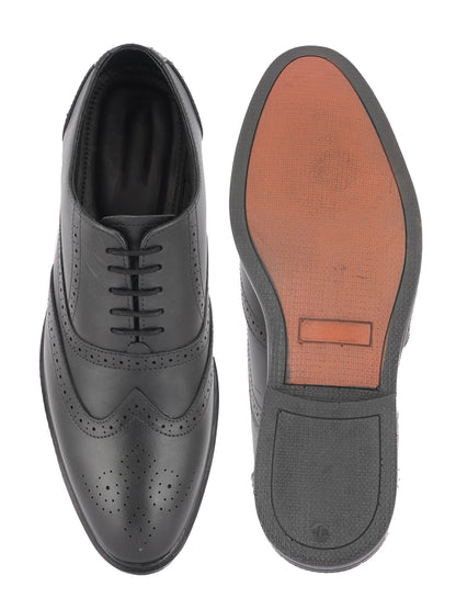 Black Lace Up Men Leather Formal Brogue Shoes