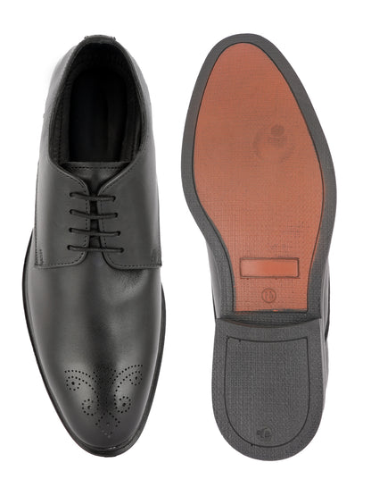 Black Men Leather Lace-Ups Formal Derby Shoes