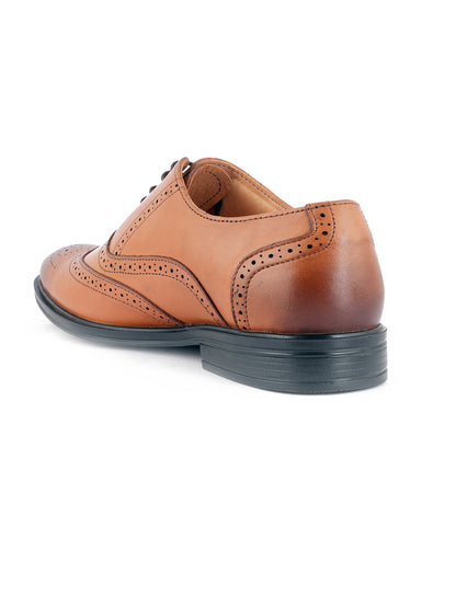 Tan Lace Up Men Leather Formal Brogue Shoes