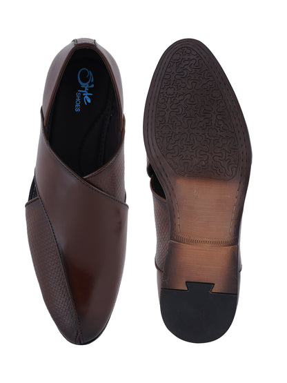 Brown Micro Upper Peshawari Sandals for Men