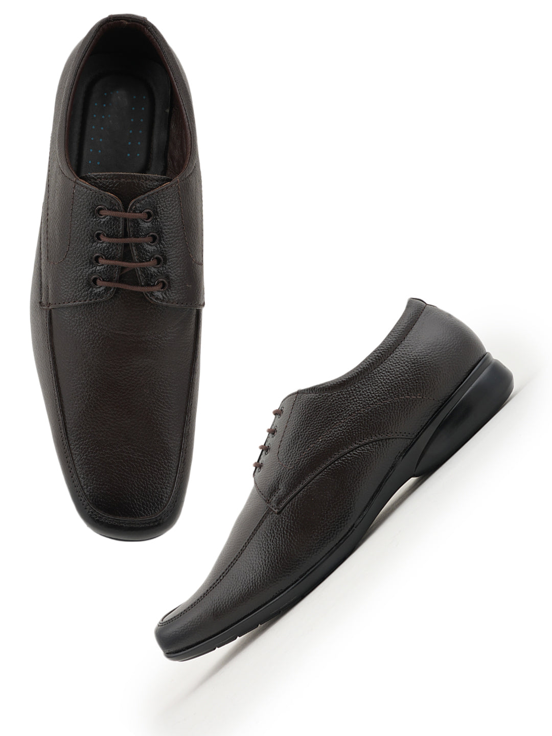 Brown Leather Formal Lace Up Derby Shoes for Men
