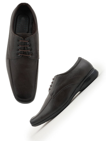 Brown Leather Formal Lace Up Derby Shoes for Men