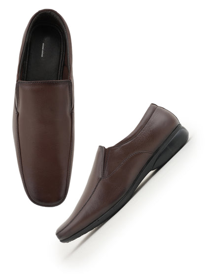Brown Men Leather Formal Moccasin Shoes