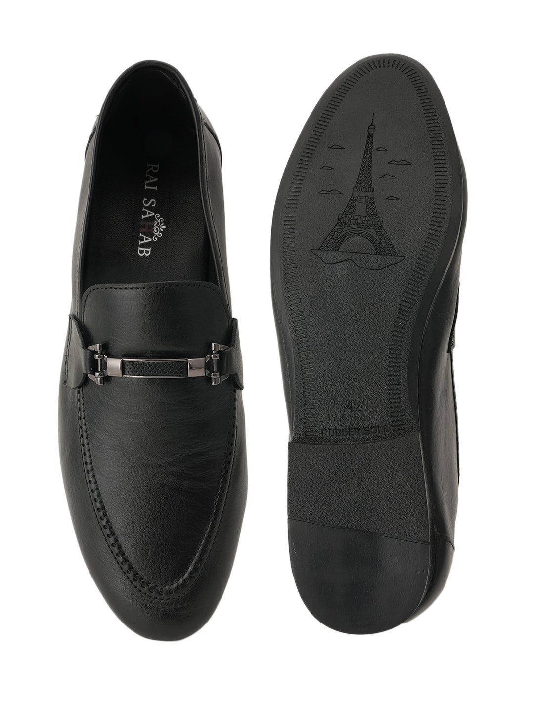 Men's Black Leather Casual Loafers