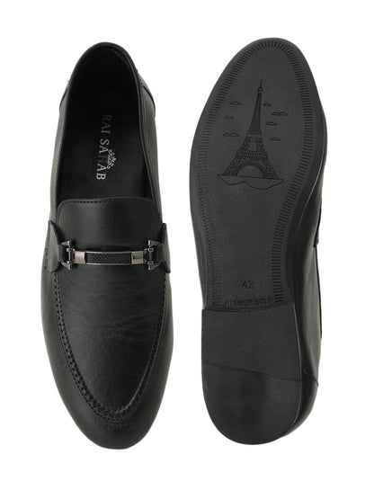 Men's Black Leather Casual Loafers
