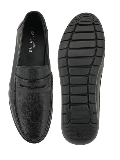 Men's Black Leather Casual Loafers