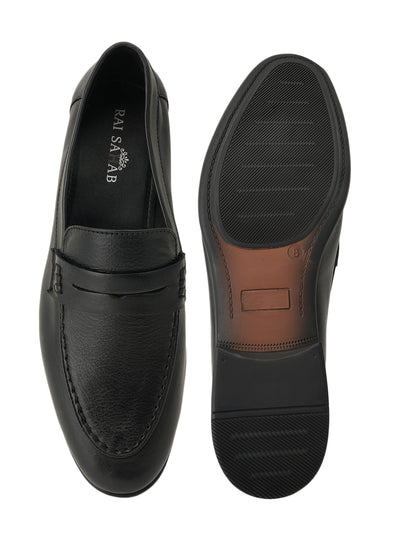 Men's Black Leather Casual Loafers