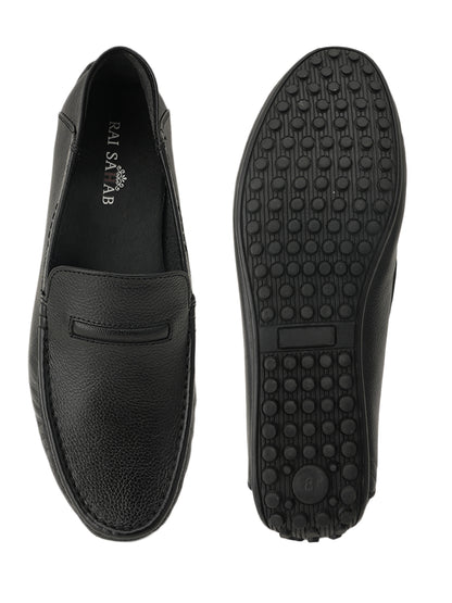 Men's Black Leather Casual Loafers