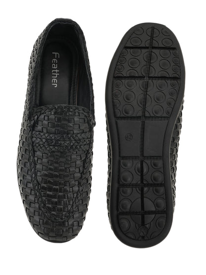 Men's Black Leather Casual Loafers