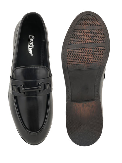 Men's Black Leather Casual Loafers