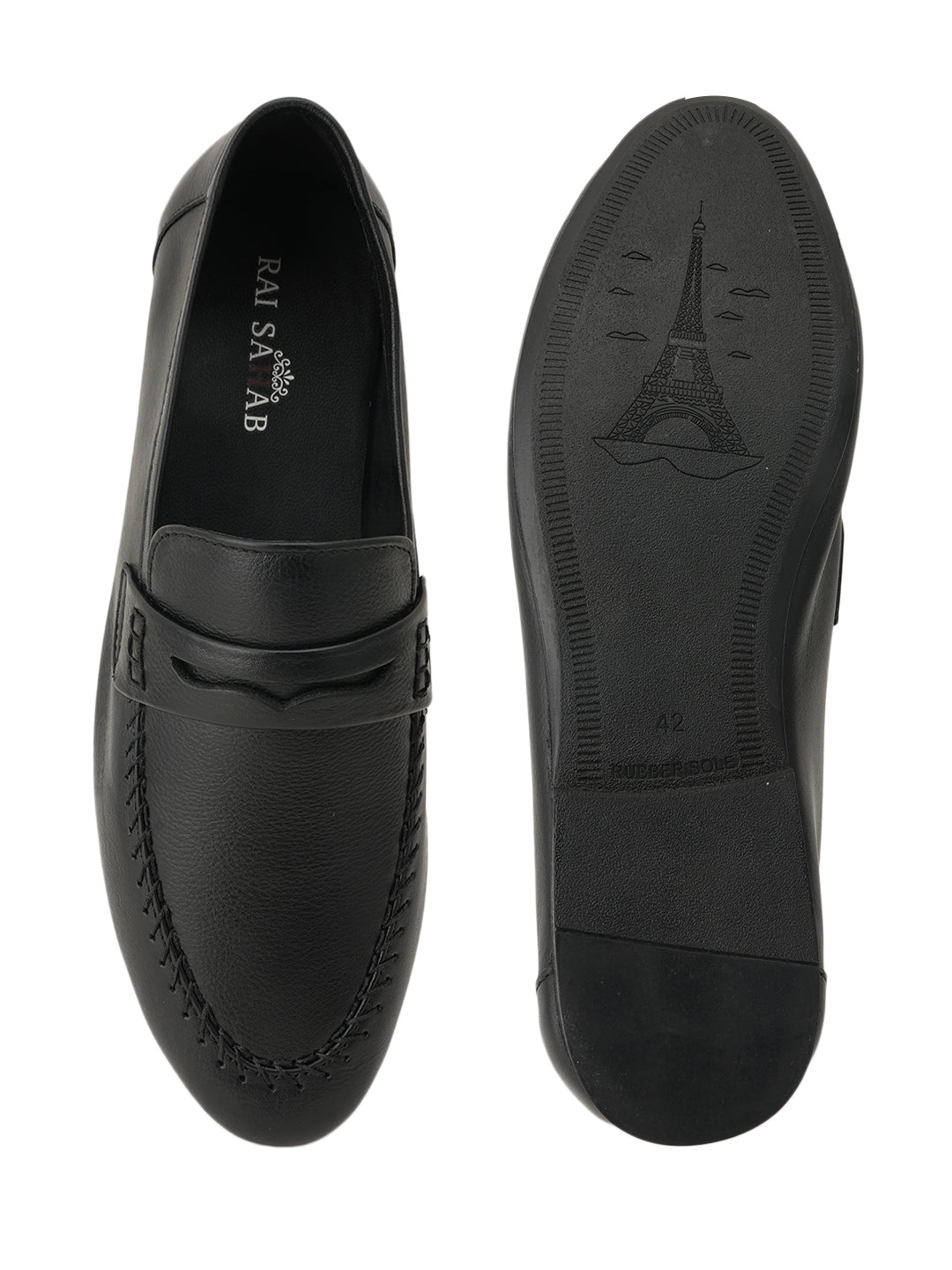 Men's Black Leather Casual Loafers