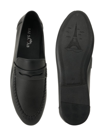 Men's Black Leather Casual Loafers