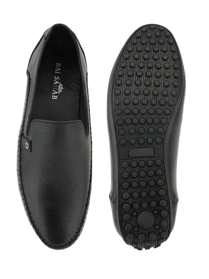 Men's Black Leather Casual Loafers