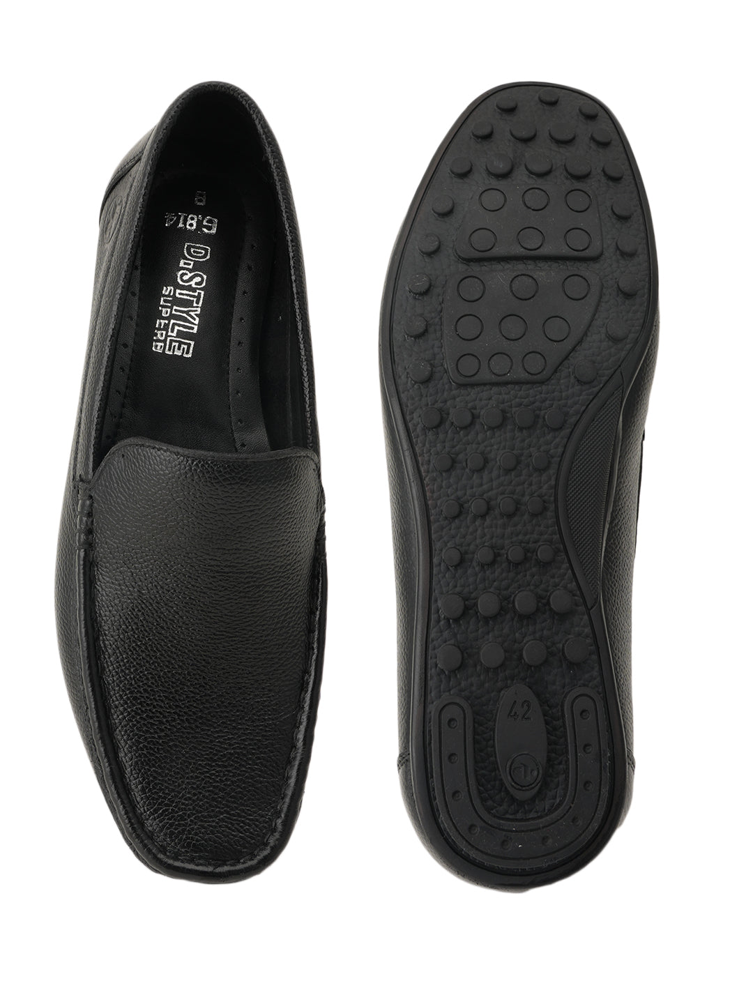 Men's Black Leather Casual Loafers