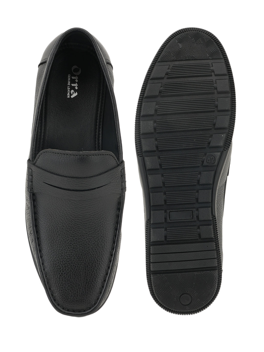 Men's Black Leather Casual Loafers