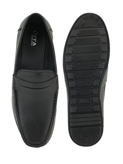 Men's Black Leather Casual Loafers